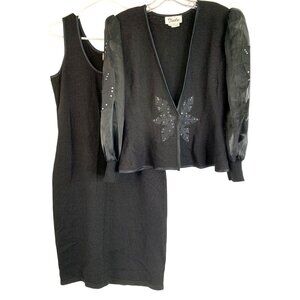 Vintage Toula Black Two-Piece Dress Set USA Size 10